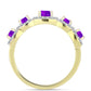 Goldplattierter Silberring mit lila Achat und weißem Topas