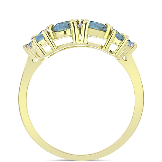 Goldplattierter Silberring mit Labradorit und weißem Topas