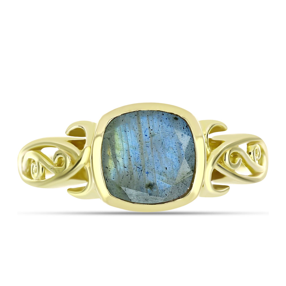 Goldplattierter Silberring mit Labradorit 1 