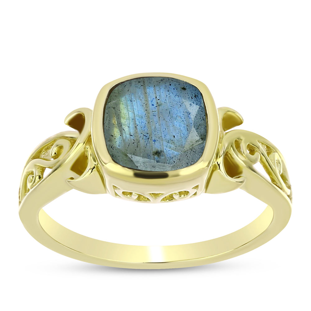 Goldplattierter Silberring mit Labradorit 3 