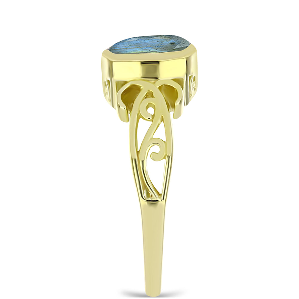Goldplattierter Silberring mit Labradorit 4 