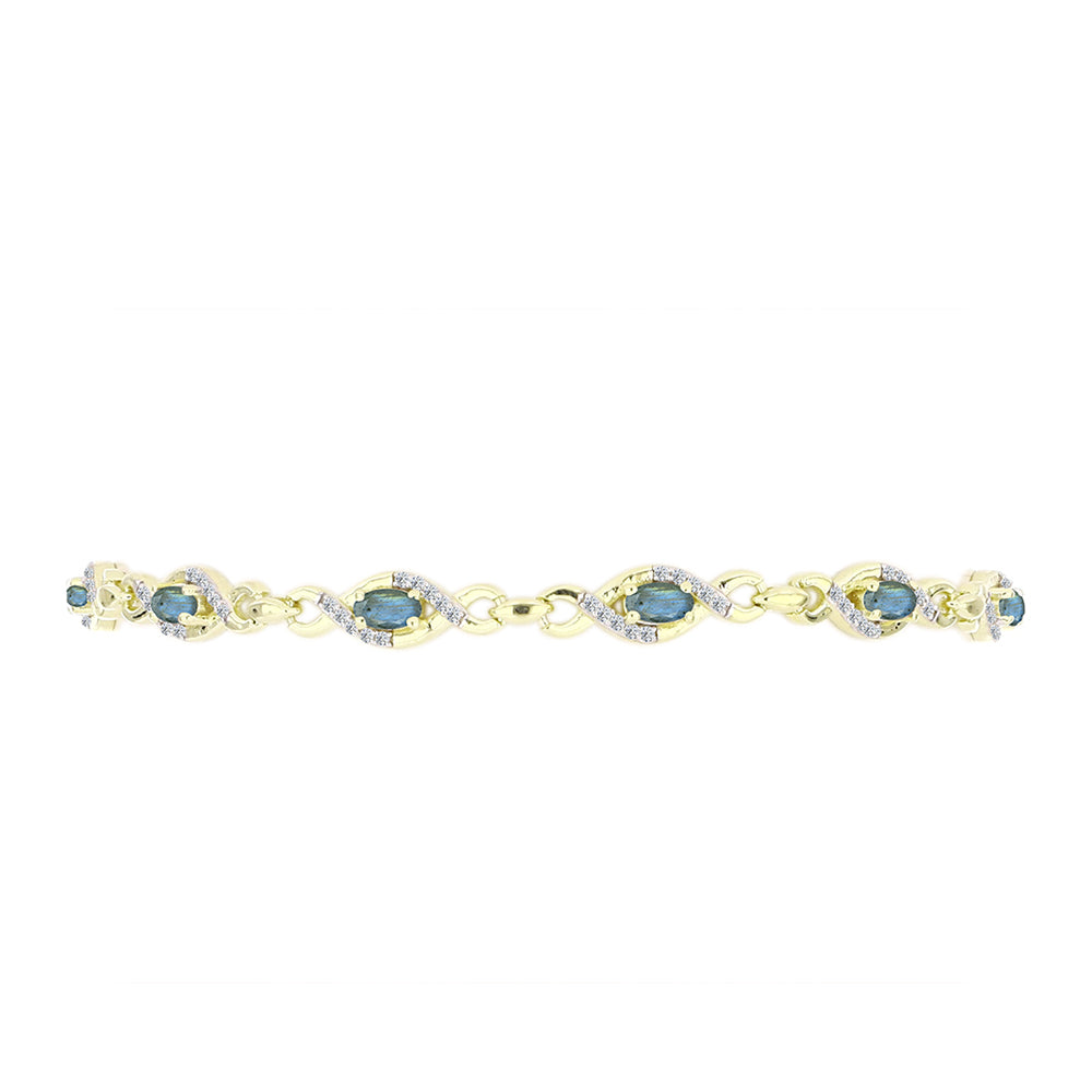 Goldplattiertes Silberarmband mit Labradorit und weißem Topas