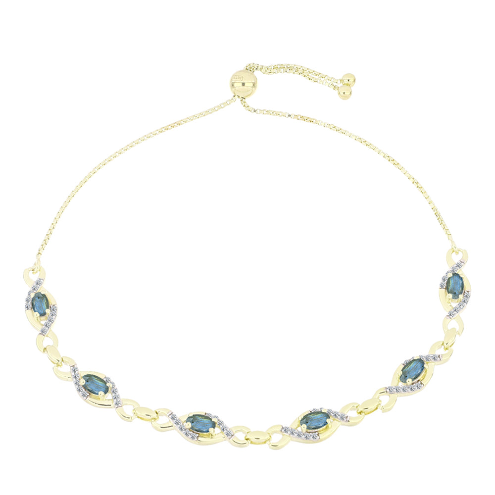 Goldplattiertes Silberarmband mit Labradorit und weißem Topas 4 