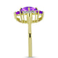 Goldplattierter Silberring mit lila Achat und weißem Topas