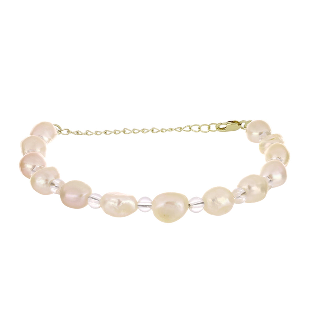 Goldplattiertes Silberarmband mit pfirsichfarbener Süßwasserperle