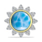 Goldplattierter Silberring mit Larimar und weißem Topas
