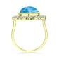 Goldplattierter Silberring mit Larimar und weißem Topas