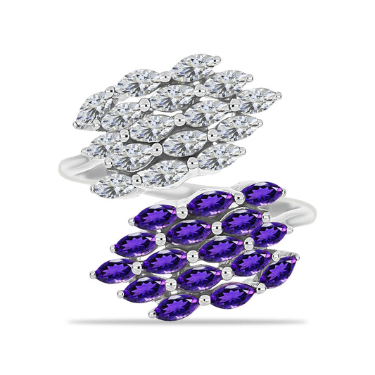 Silberring mit marokkanischem Amethyst und weißem Topas