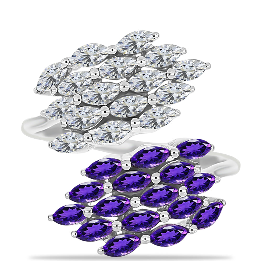 Silberring mit marokkanischem Amethyst und weißem Topas 5 