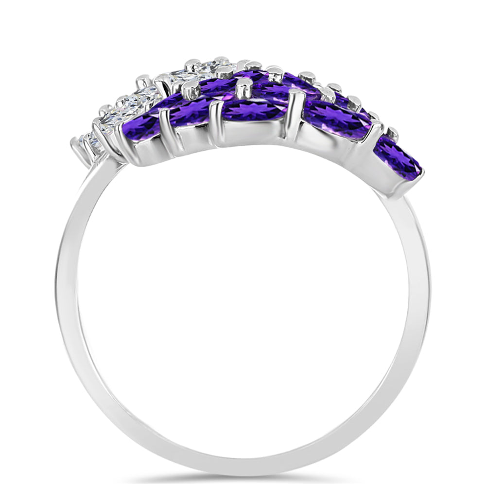 Silberring mit marokkanischem Amethyst und weißem Topas 6 