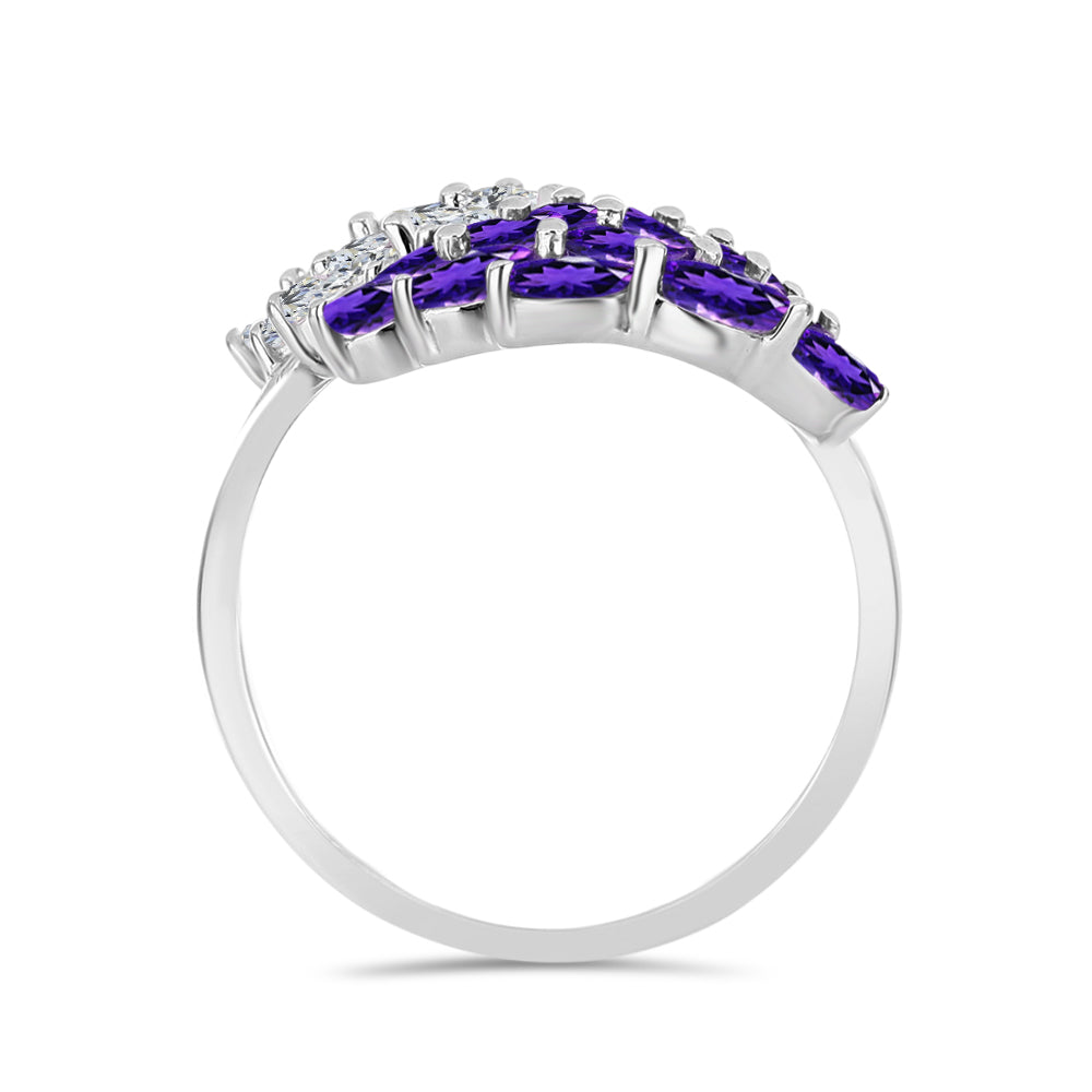 Silberring mit marokkanischem Amethyst und weißem Topas 2 