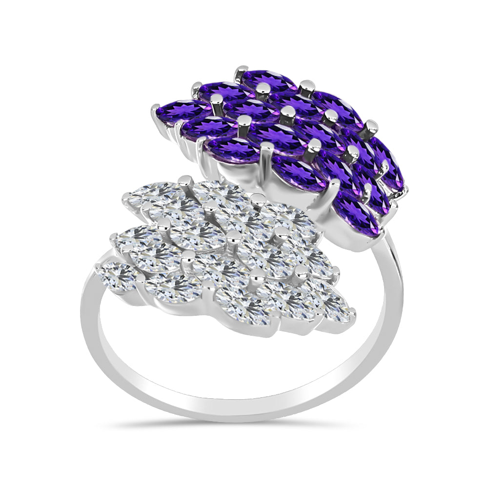 Silberring mit marokkanischem Amethyst und weißem Topas 3 