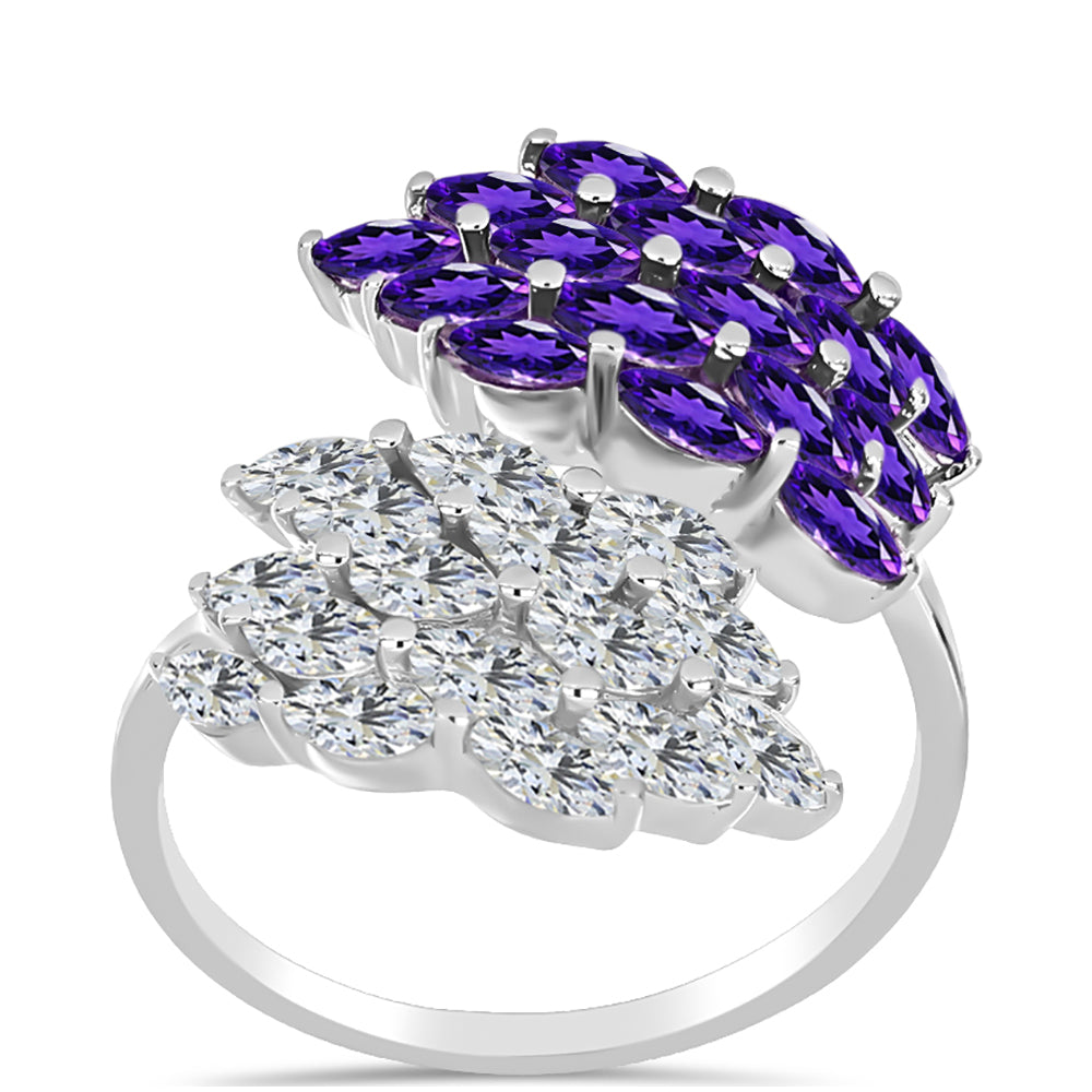 Silberring mit marokkanischem Amethyst und weißem Topas 7 