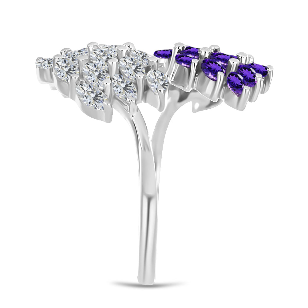 Silberring mit marokkanischem Amethyst und weißem Topas