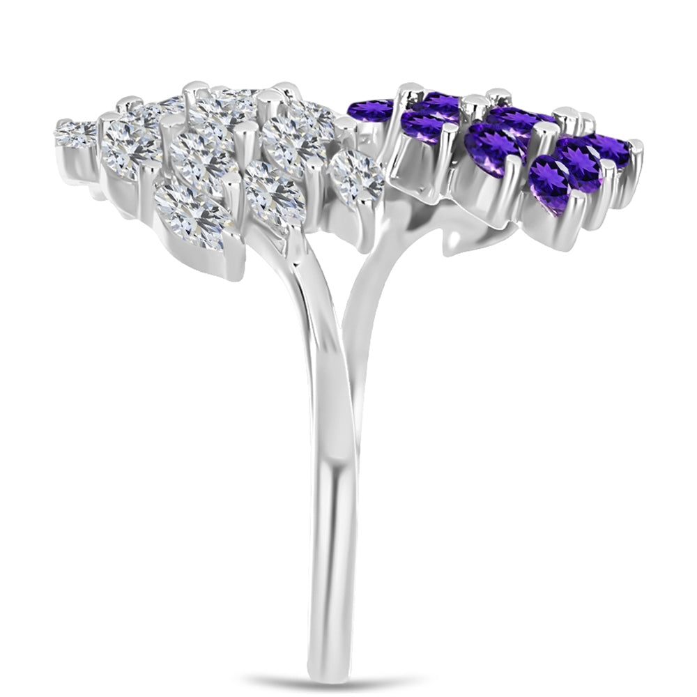 Silberring mit marokkanischem Amethyst und weißem Topas 8 