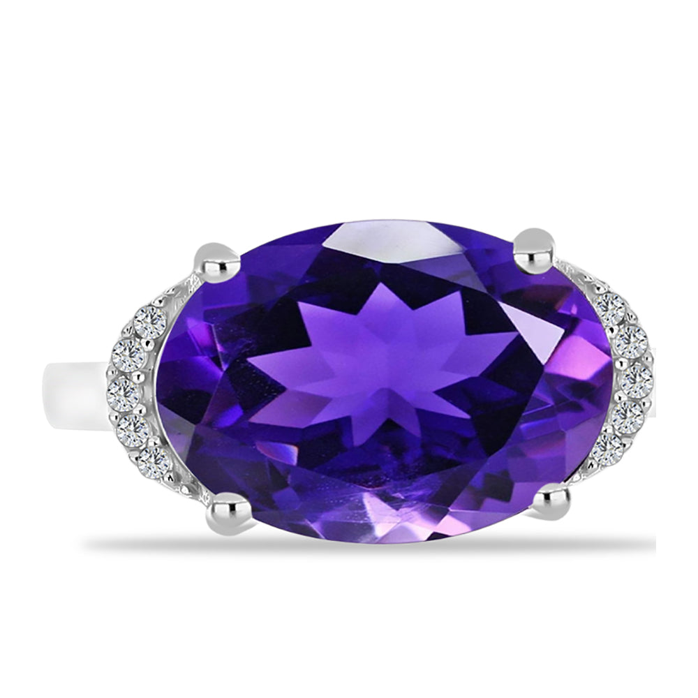 Silberring mit marokkanischem Amethyst und weißem Topas