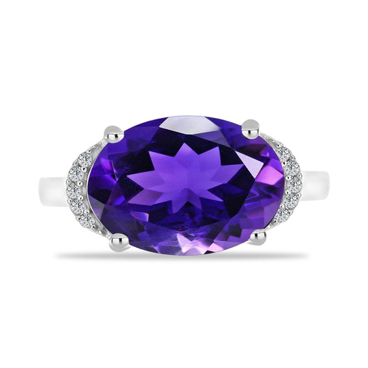 Silberring mit marokkanischem Amethyst und weißem Topas