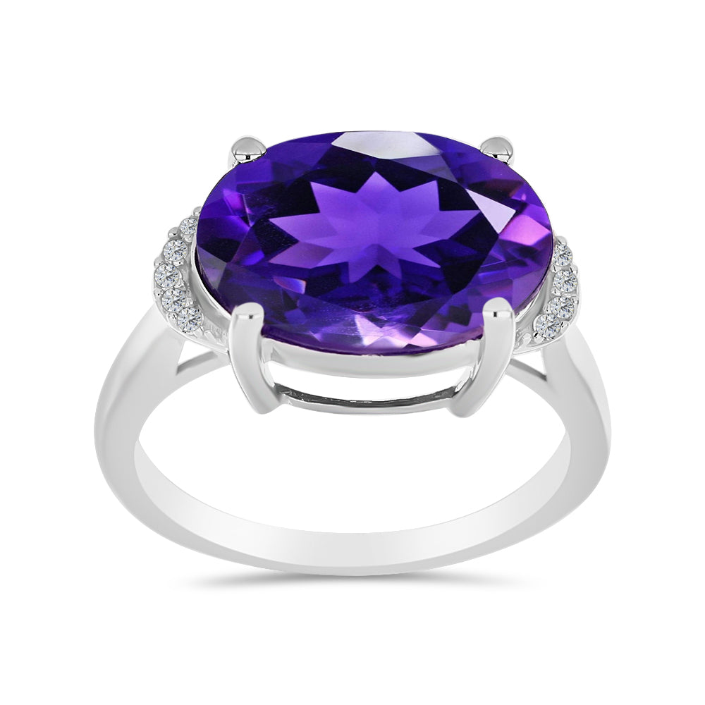 Silberring mit marokkanischem Amethyst und weißem Topas 3 