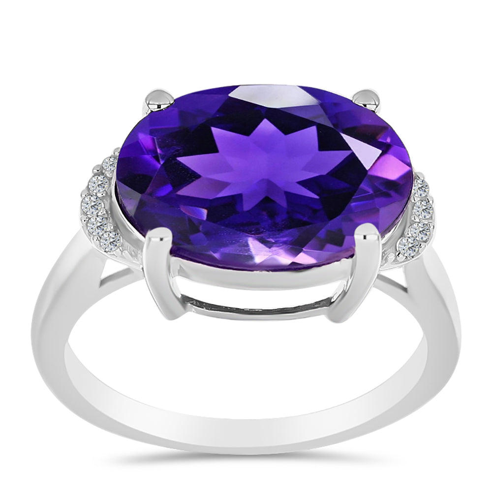 Silberring mit marokkanischem Amethyst und weißem Topas