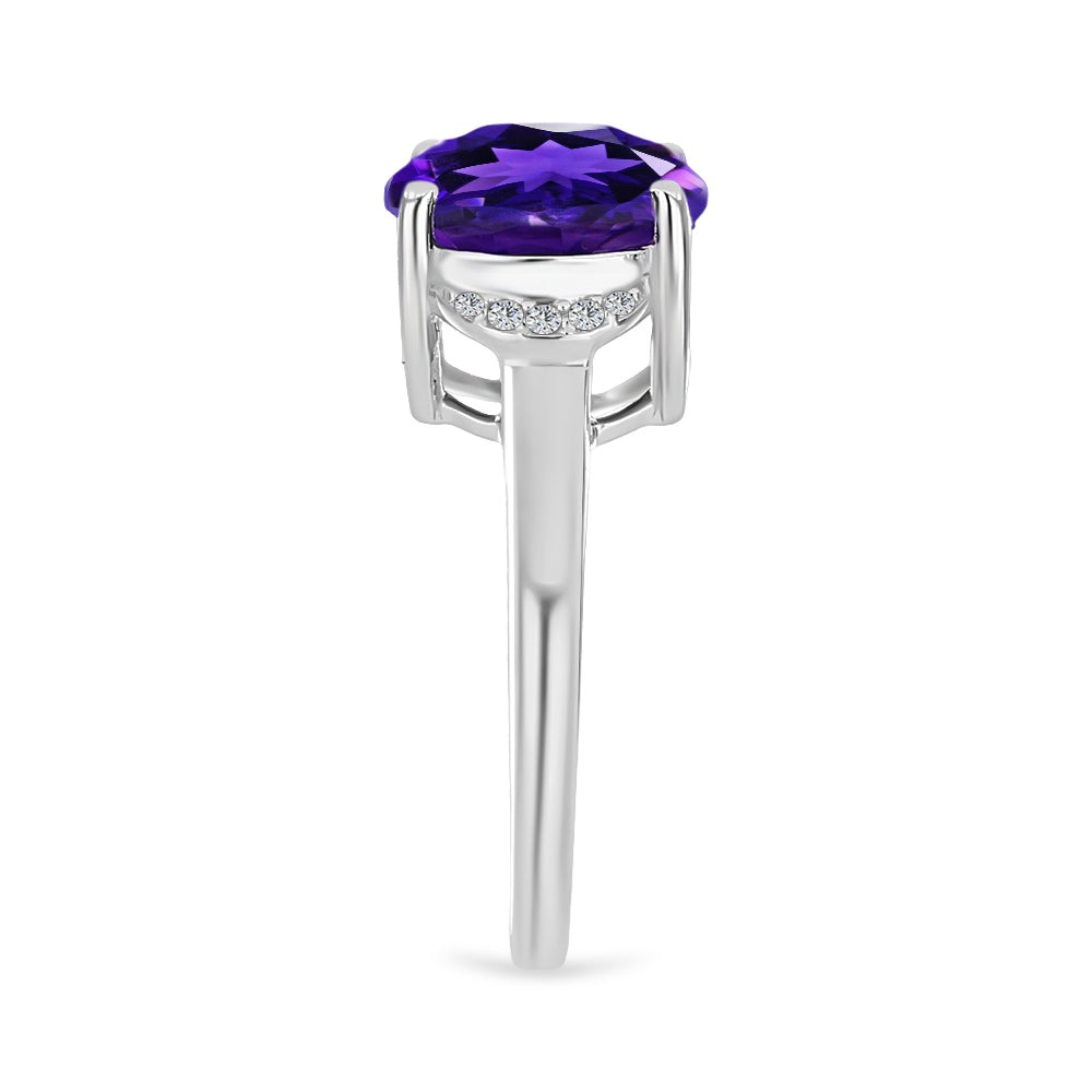 Silberring mit marokkanischem Amethyst und weißem Topas