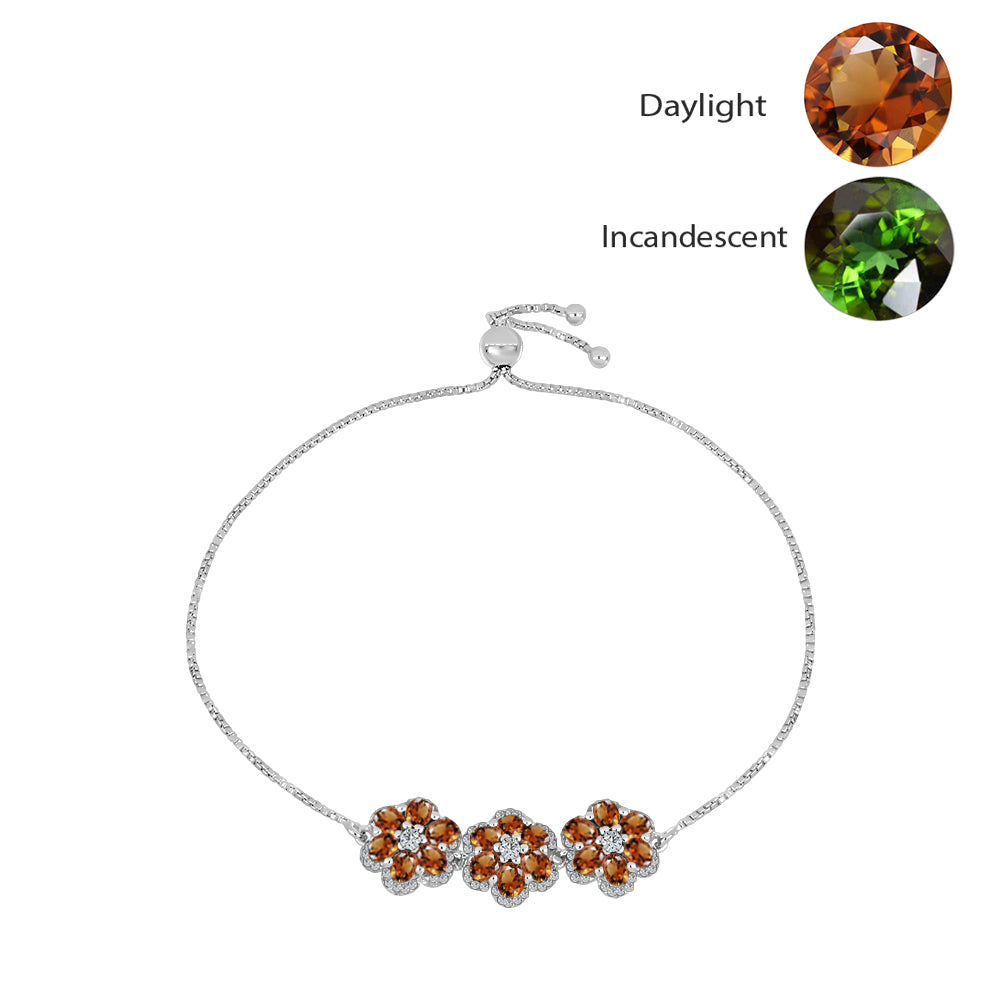 Silberarmband mit zertifiziertem laborgezüchteten Zultanit aus Anatolien und weißem Topas 1 