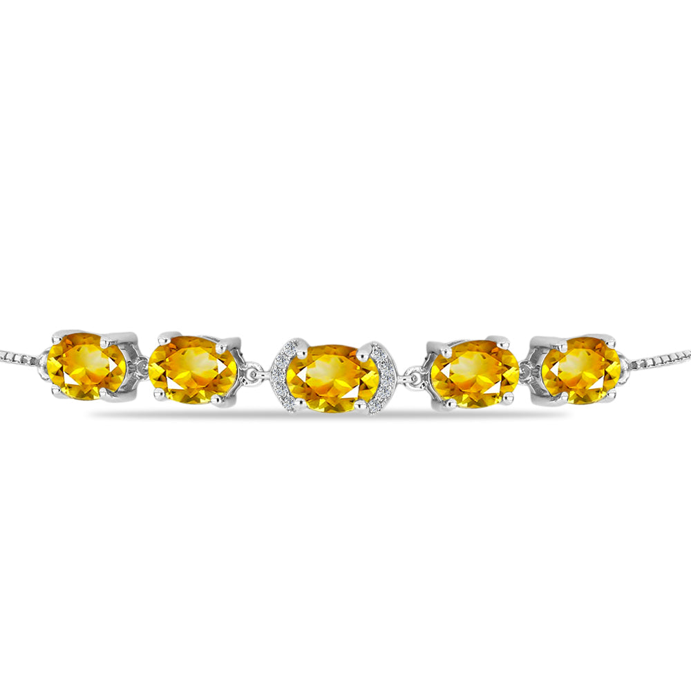 Silberarmband mit goldfarbenem Rio Zitrin und weißem Topas 3 