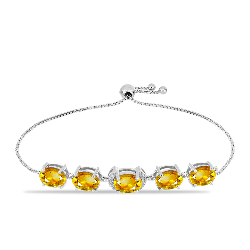 Silberarmband mit goldfarbenem Rio Zitrin und weißem Topas 4 