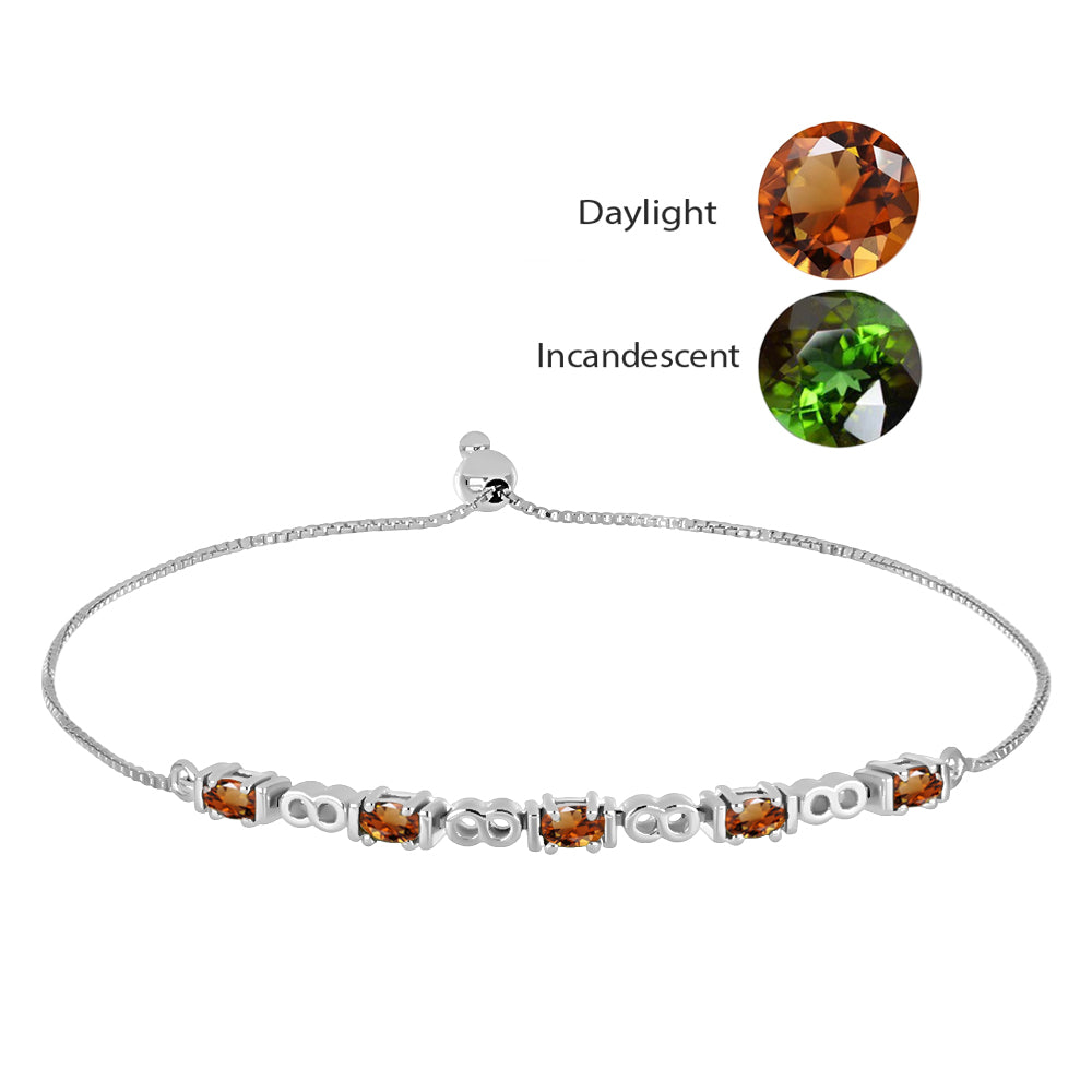 Silberarmband mit zertifiziertem laborgezüchteten Zultanit aus Anatolien