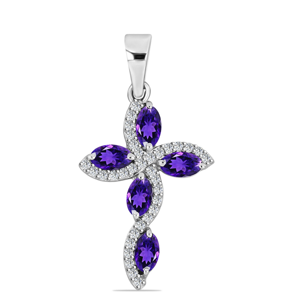 Silberanhänger mit marokkanischem Amethyst und weißem Topas