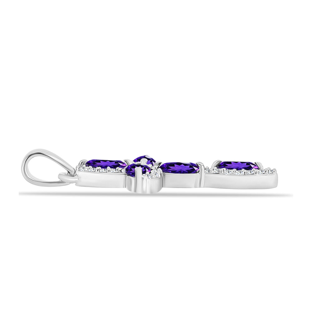 Silberanhänger mit marokkanischem Amethyst und weißem Topas 4 