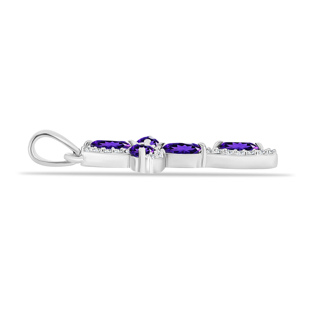 Silberanhänger mit marokkanischem Amethyst und weißem Topas