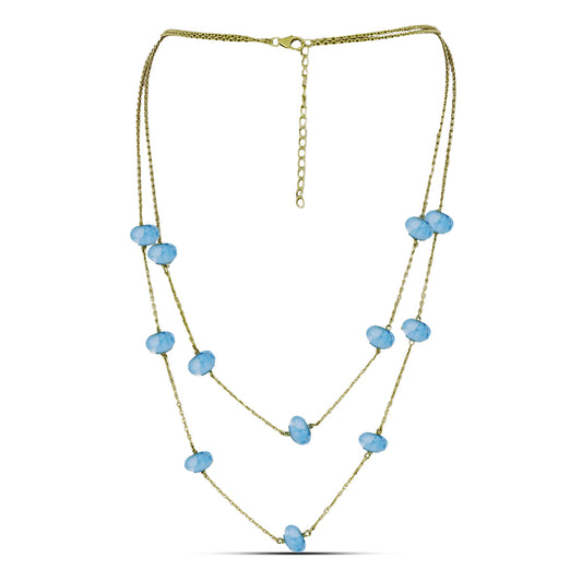 Goldplattierte Silberhalskette mit Larimar