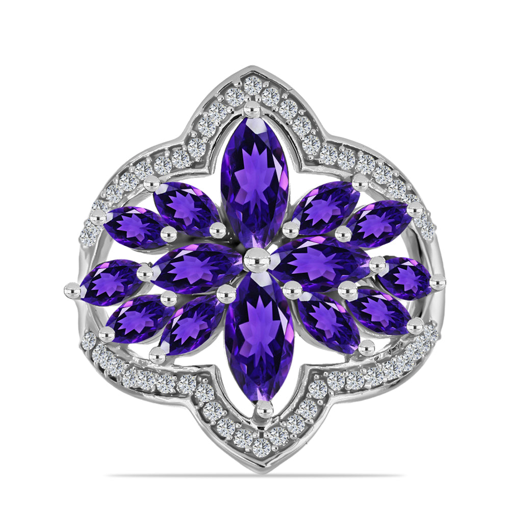 Silberring mit marokkanischem Amethyst und weißem Topas 1 