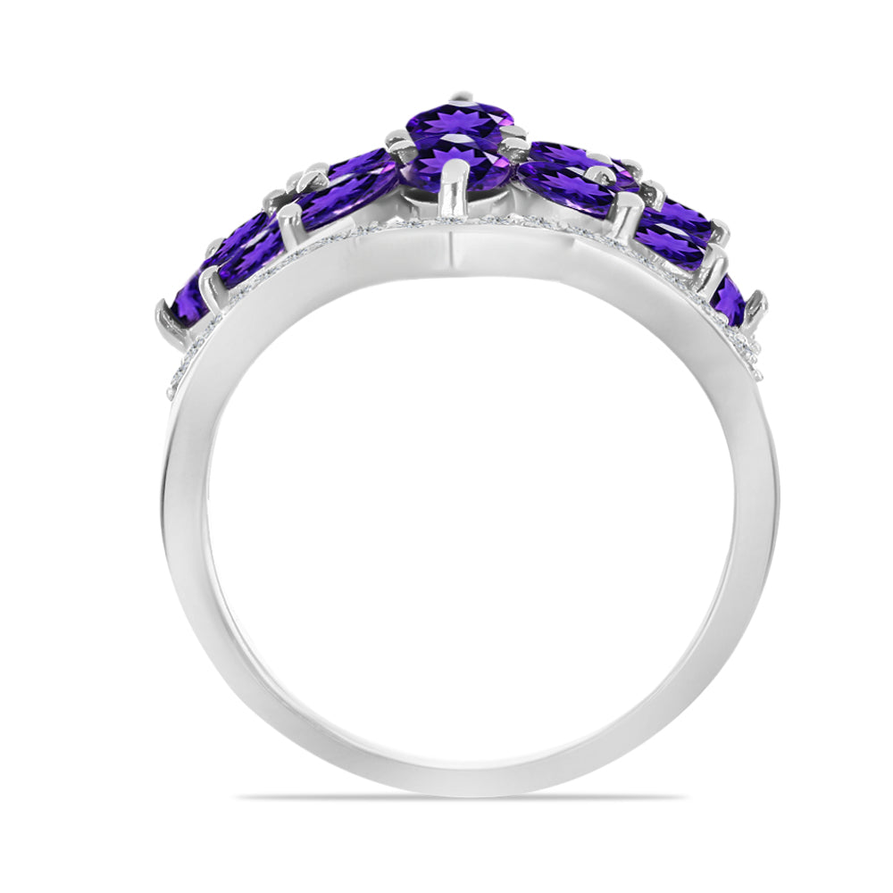 Silberring mit marokkanischem Amethyst und weißem Topas