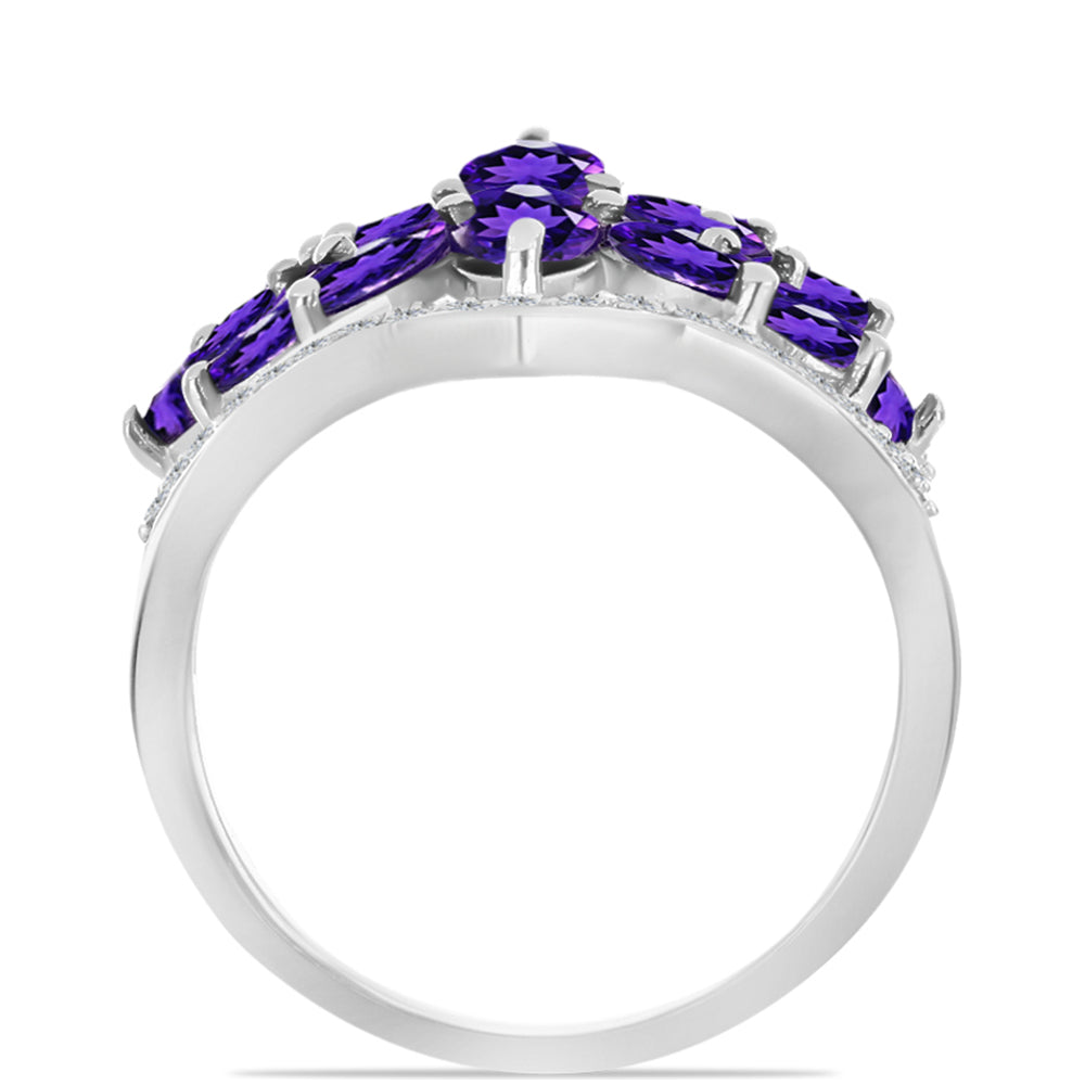 Silberring mit marokkanischem Amethyst und weißem Topas