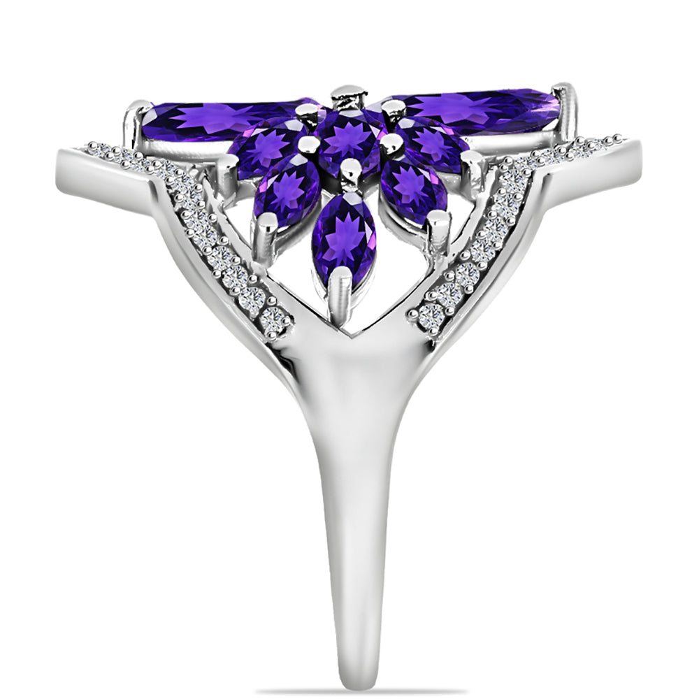 Silberring mit marokkanischem Amethyst und weißem Topas 8 