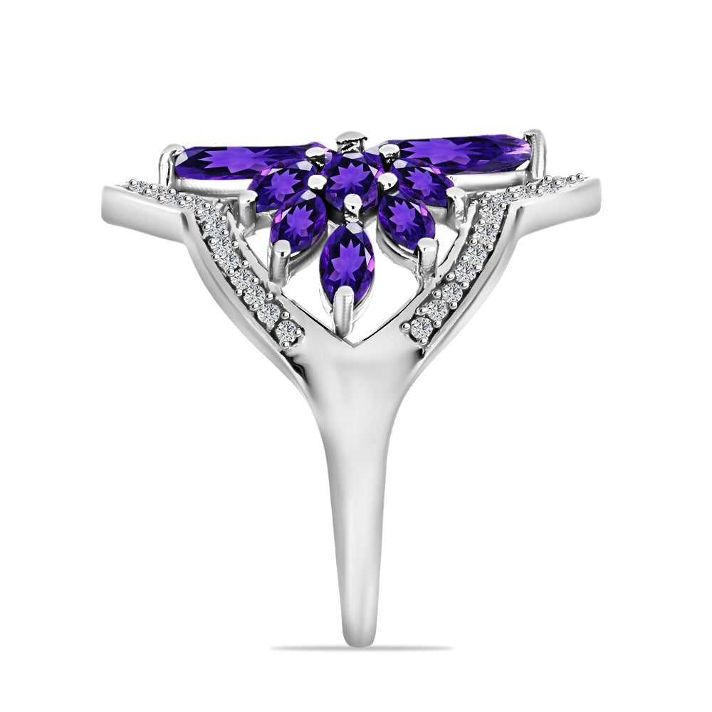Silberring mit marokkanischem Amethyst und weißem Topas 4 
