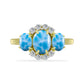 Goldplattierter Silberring mit Larimar und weißem Topas