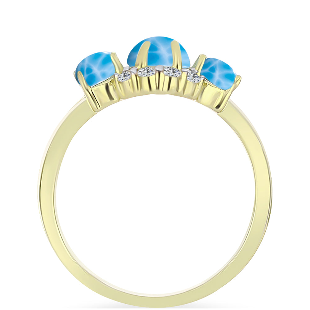 Goldplattierter Silberring mit Larimar und weißem Topas