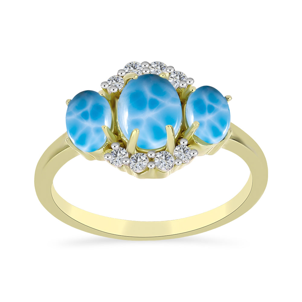 Goldplattierter Silberring mit Larimar und weißem Topas 3 