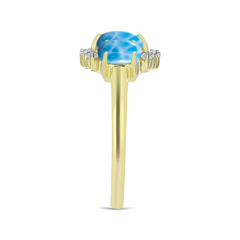Goldplattierter Silberring mit Larimar und weißem Topas