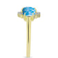 Goldplattierter Silberring mit Larimar und weißem Topas