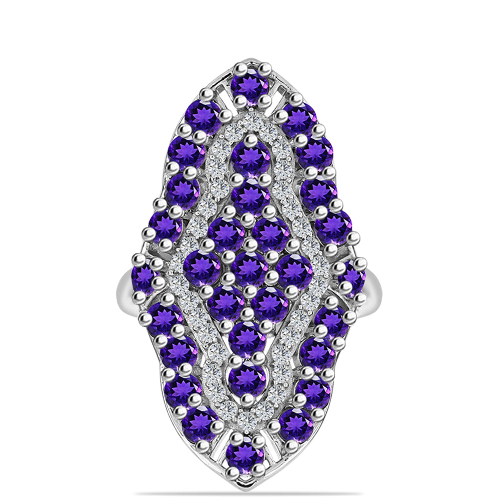 Silberring mit marokkanischem Amethyst und weißem Topas 5 