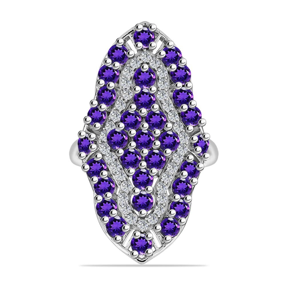 Silberring mit marokkanischem Amethyst und weißem Topas 1 