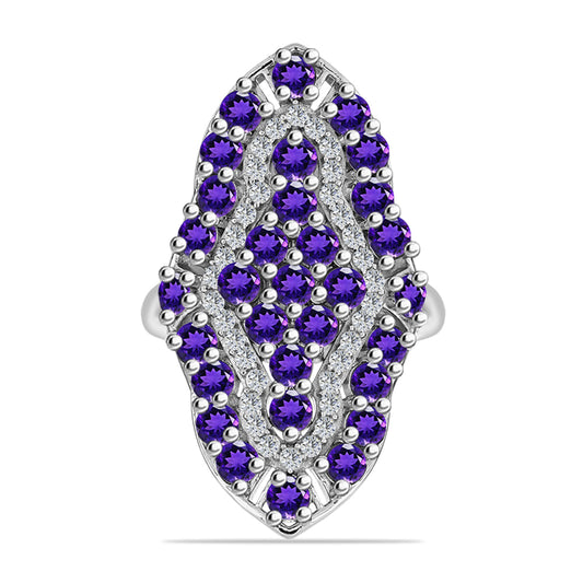 Silberring mit marokkanischem Amethyst und weißem Topas