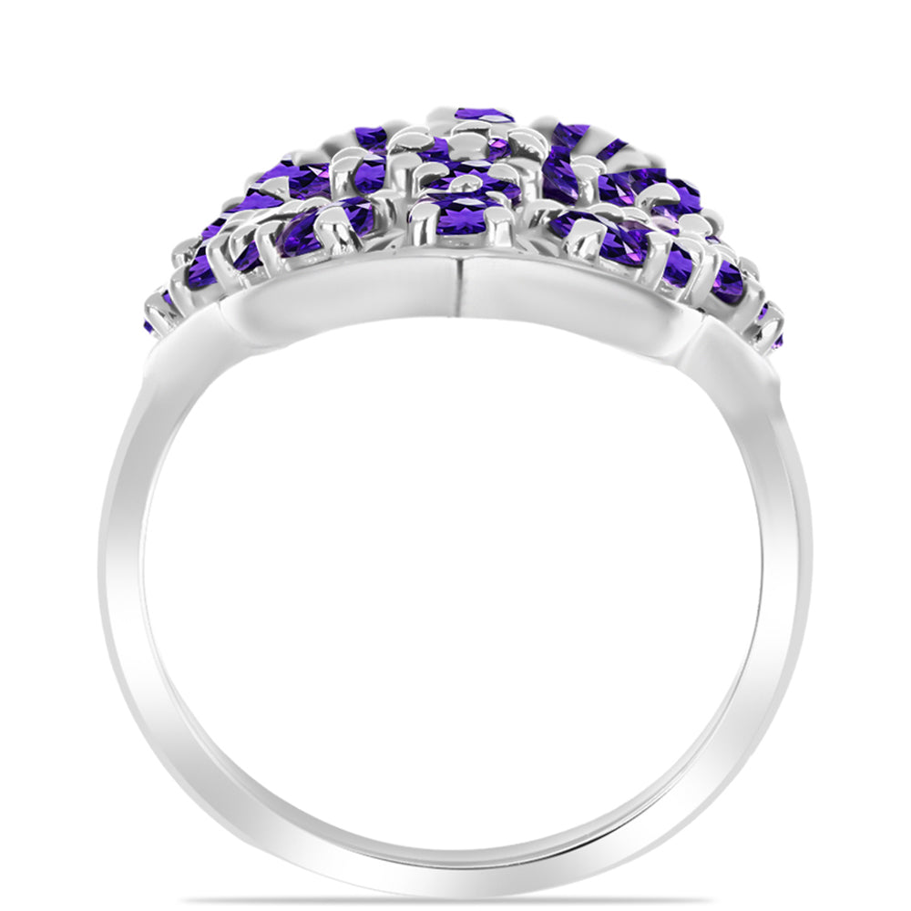 Silberring mit marokkanischem Amethyst und weißem Topas