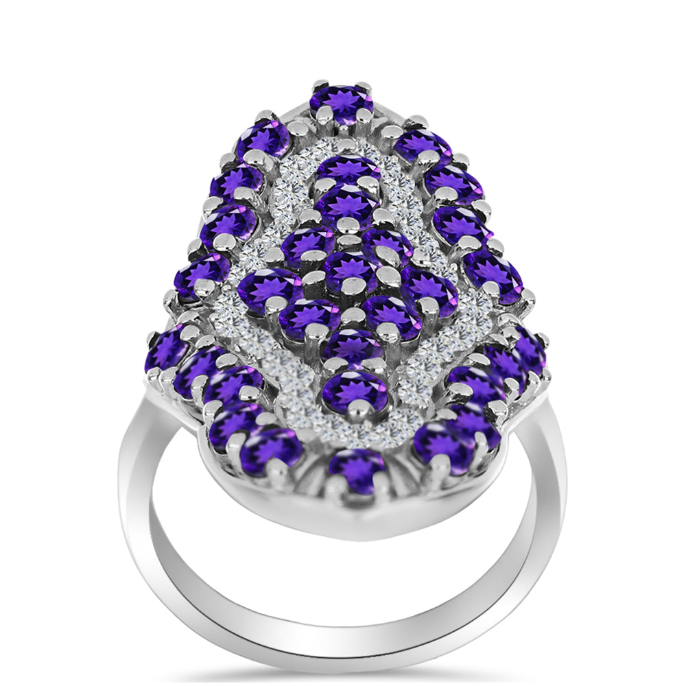 Silberring mit marokkanischem Amethyst und weißem Topas 7 