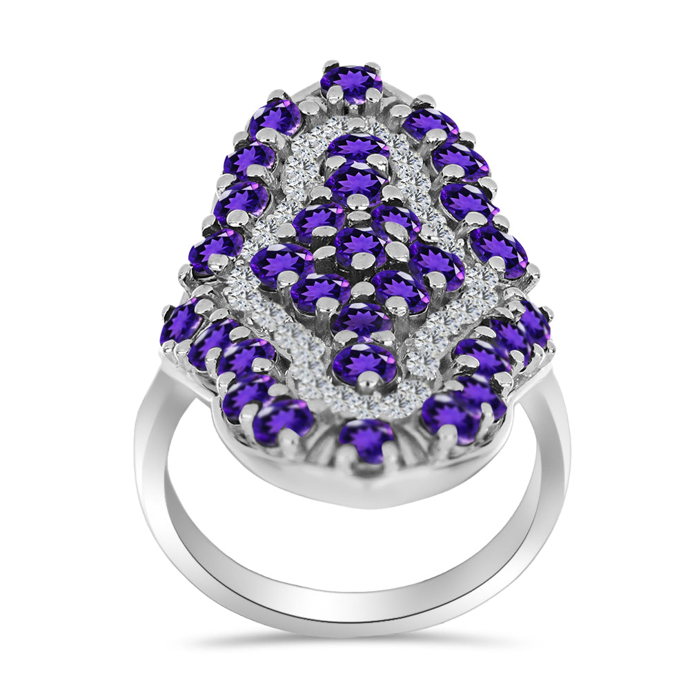 Silberring mit marokkanischem Amethyst und weißem Topas