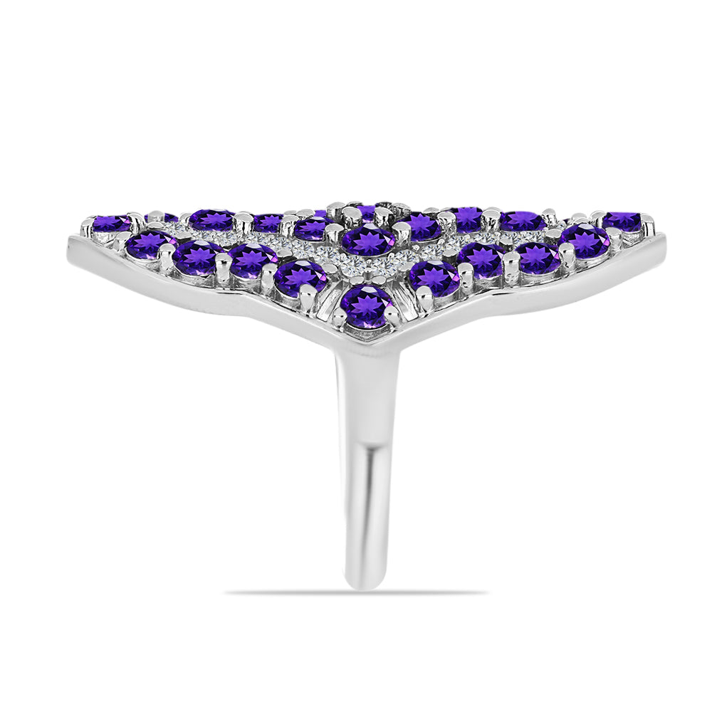 Silberring mit marokkanischem Amethyst und weißem Topas
