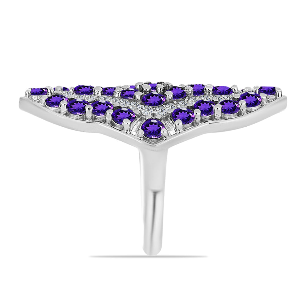 Silberring mit marokkanischem Amethyst und weißem Topas